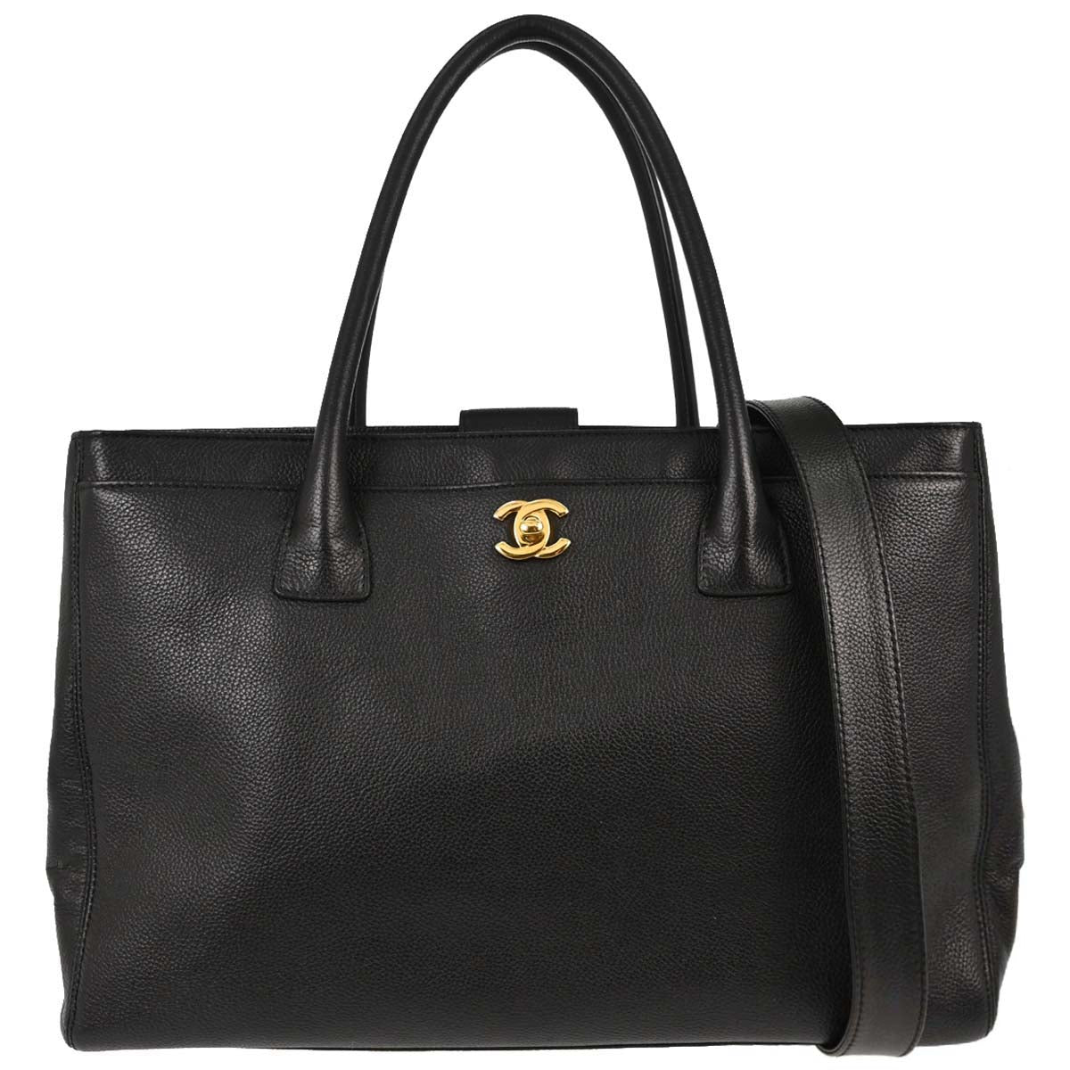 Chanel 2009-2010 Black Calfskin Executive Cerf 2way Shoulder Tote Bag