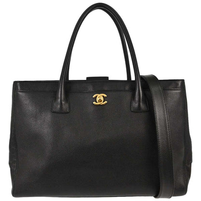 Chanel 2009-2010 Black Calfskin Executive Cerf 2way Shoulder Tote Bag