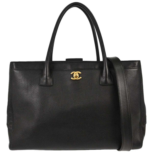Chanel 2009-2010 Black Calfskin Executive Cerf 2way Shoulder Tote Bag
