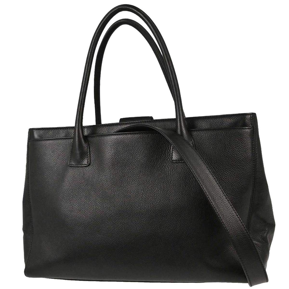 Chanel 2009-2010 Black Calfskin Executive Cerf 2way Shoulder Tote Bag