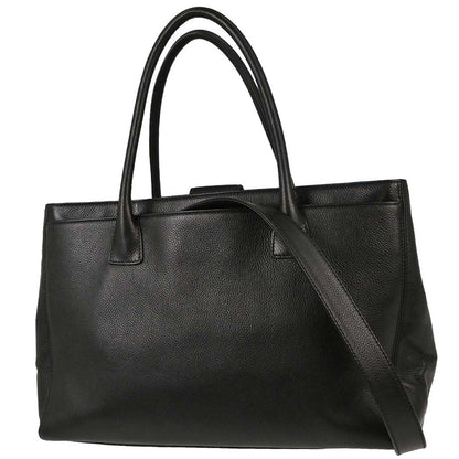 Chanel 2009-2010 Black Calfskin Executive Cerf 2way Shoulder Tote Bag