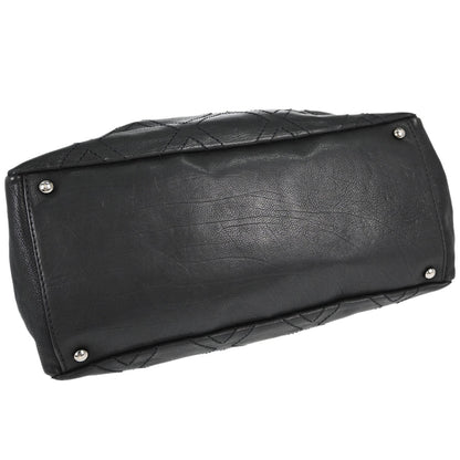 Chanel Black Calfskin Diamond Stitch Tote Handbag