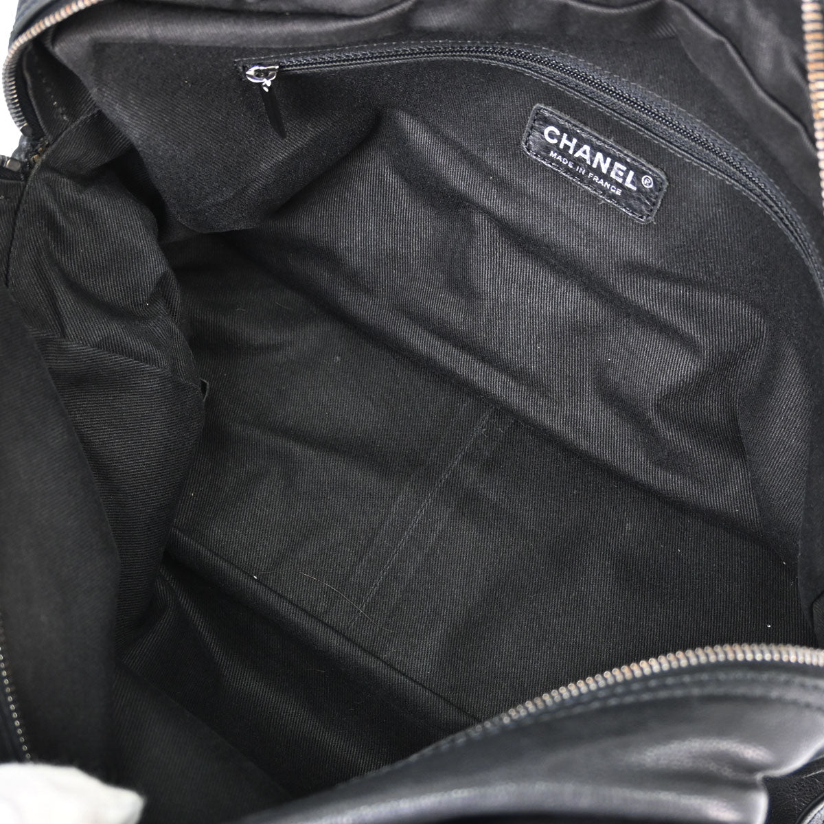 Chanel Black Calfskin Diamond Stitch Tote Handbag