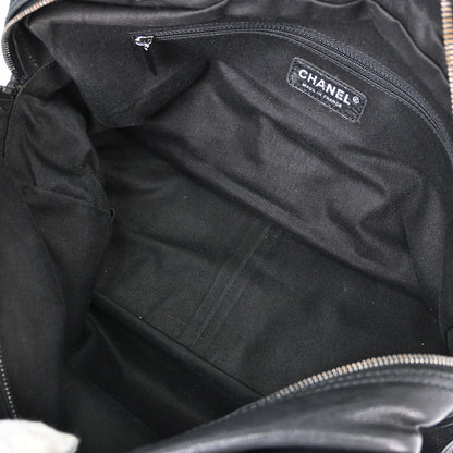 Chanel Black Calfskin Diamond Stitch Tote Handbag