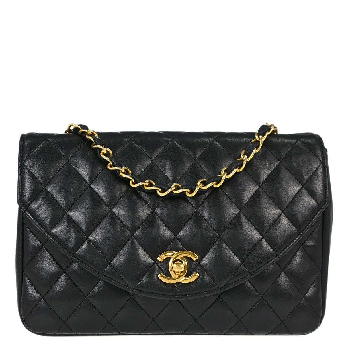 Chanel 1986-1988 Black Lambskin Shoulder Bag