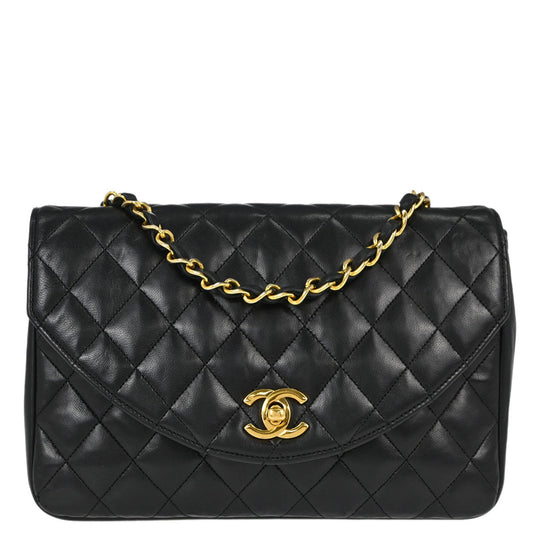 Chanel 1986-1988 Black Lambskin Shoulder Bag