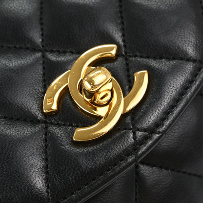 Chanel 1986-1988 Black Lambskin Shoulder Bag