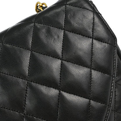 Chanel 1986-1988 Black Lambskin Shoulder Bag