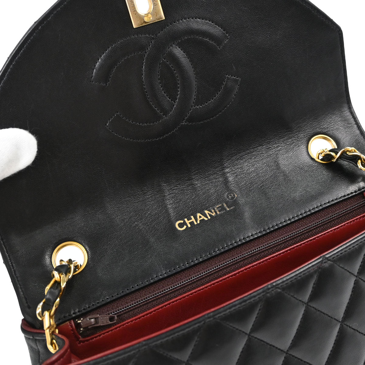 Chanel 1986-1988 Black Lambskin Shoulder Bag
