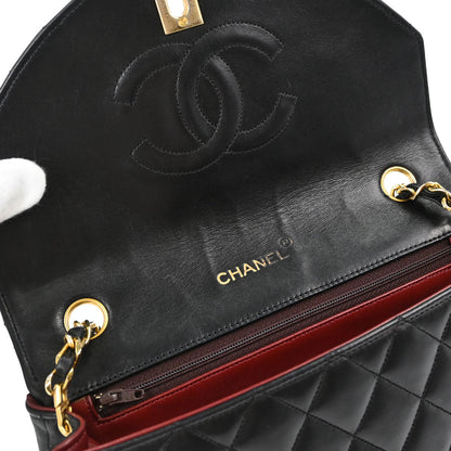 Chanel 1986-1988 Black Lambskin Shoulder Bag
