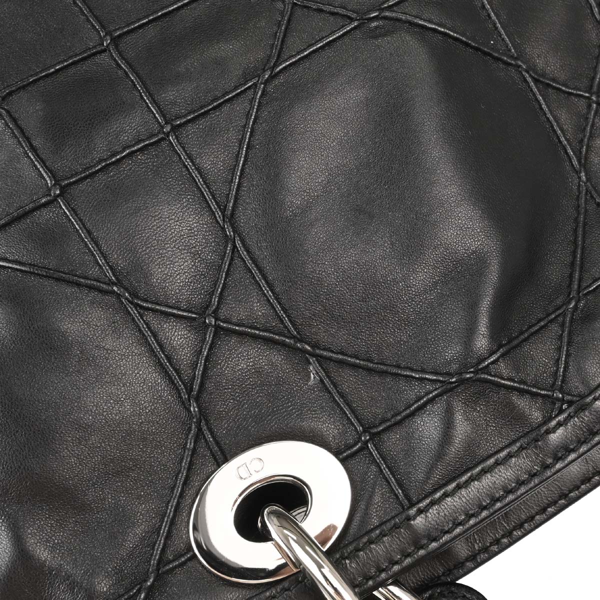 Christian Dior Black Lambskin Cannage Granville 2way Shoulder Handbag