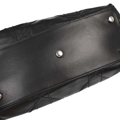 Christian Dior Black Lambskin Cannage Granville 2way Shoulder Handbag