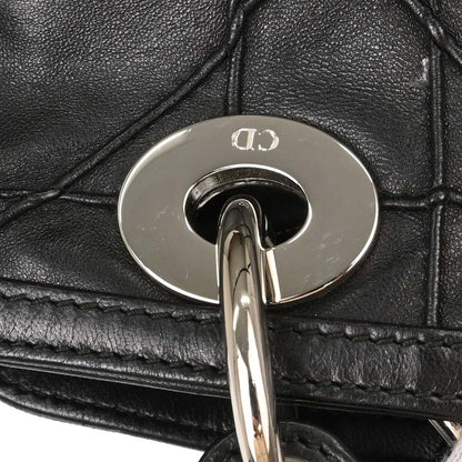 Christian Dior Black Lambskin Cannage Granville 2way Shoulder Handbag