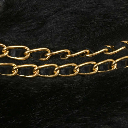 Prada Black Lambskin Faux Fur Studded Shoulder Bag