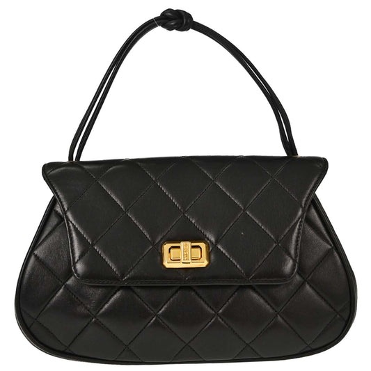 Chanel 1994-1996 Black Lambskin Mademoiselle Lock Handbag