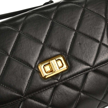 Chanel 1994-1996 Black Lambskin Mademoiselle Lock Handbag