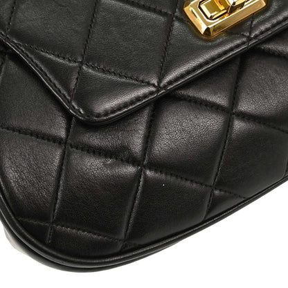 Chanel 1994-1996 Black Lambskin Mademoiselle Lock Handbag