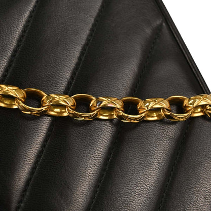 Chanel Black Lambskin Chevron Shoulder Bag