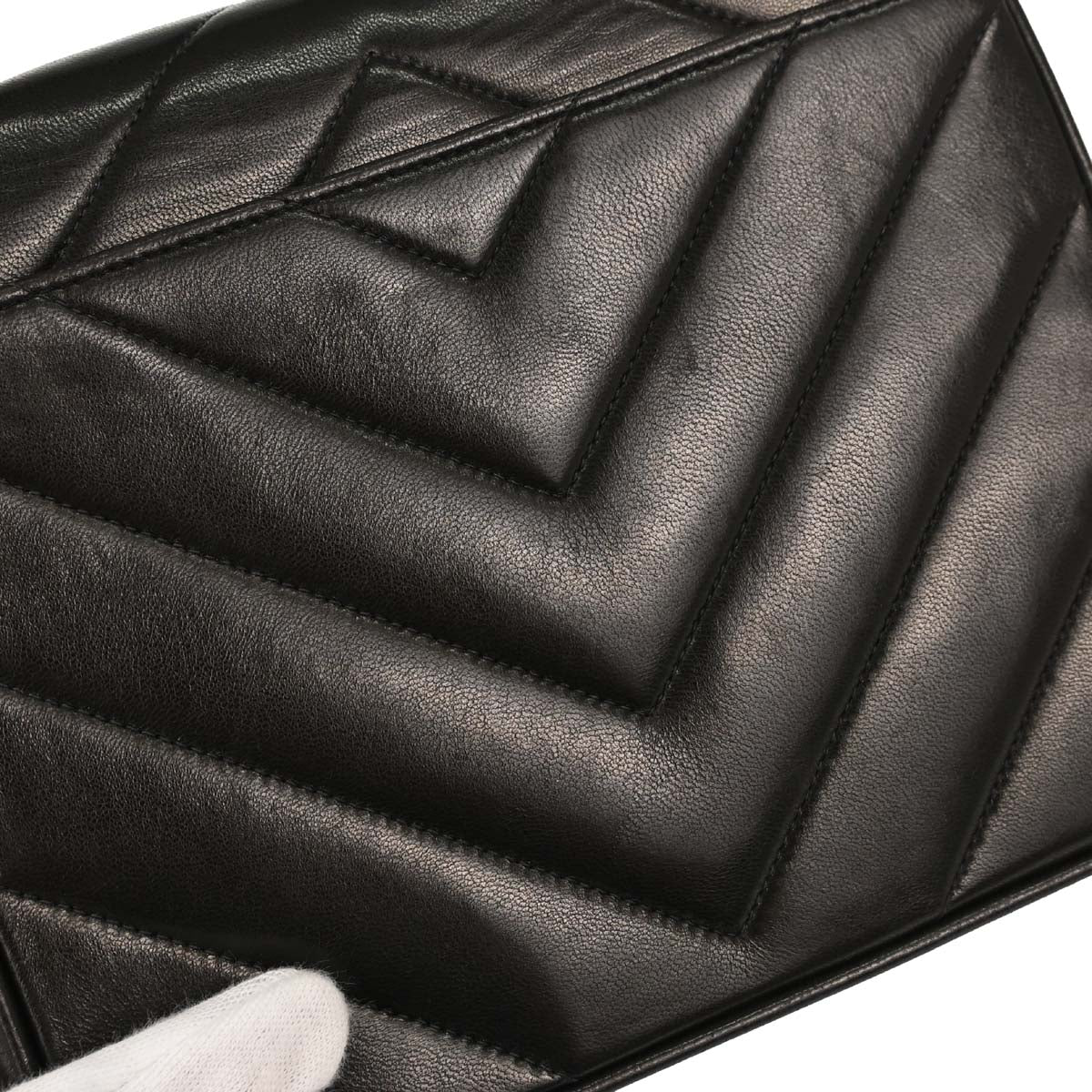 Chanel Black Lambskin Chevron Shoulder Bag