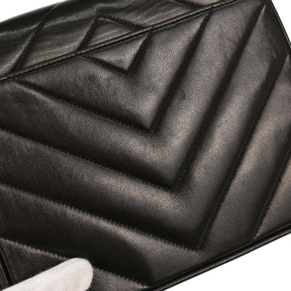 Chanel Black Lambskin Chevron Shoulder Bag