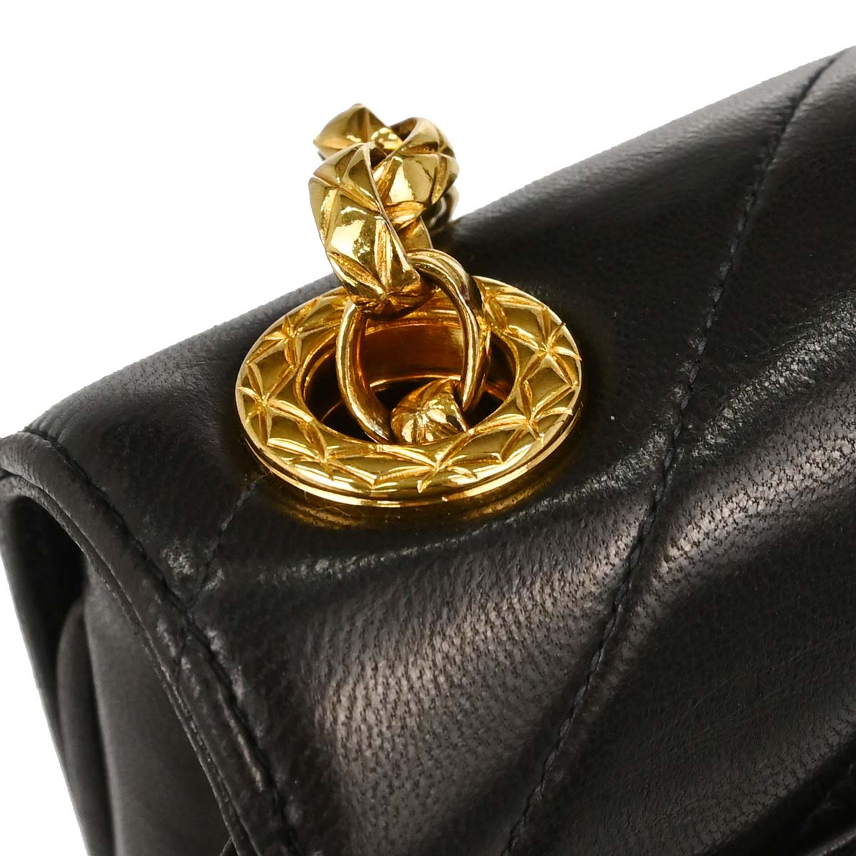 Chanel Black Lambskin Chevron Shoulder Bag