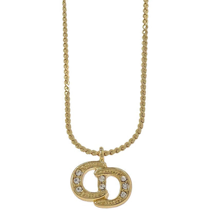 Christian Dior Necklace Pendant Gold Rhinestone