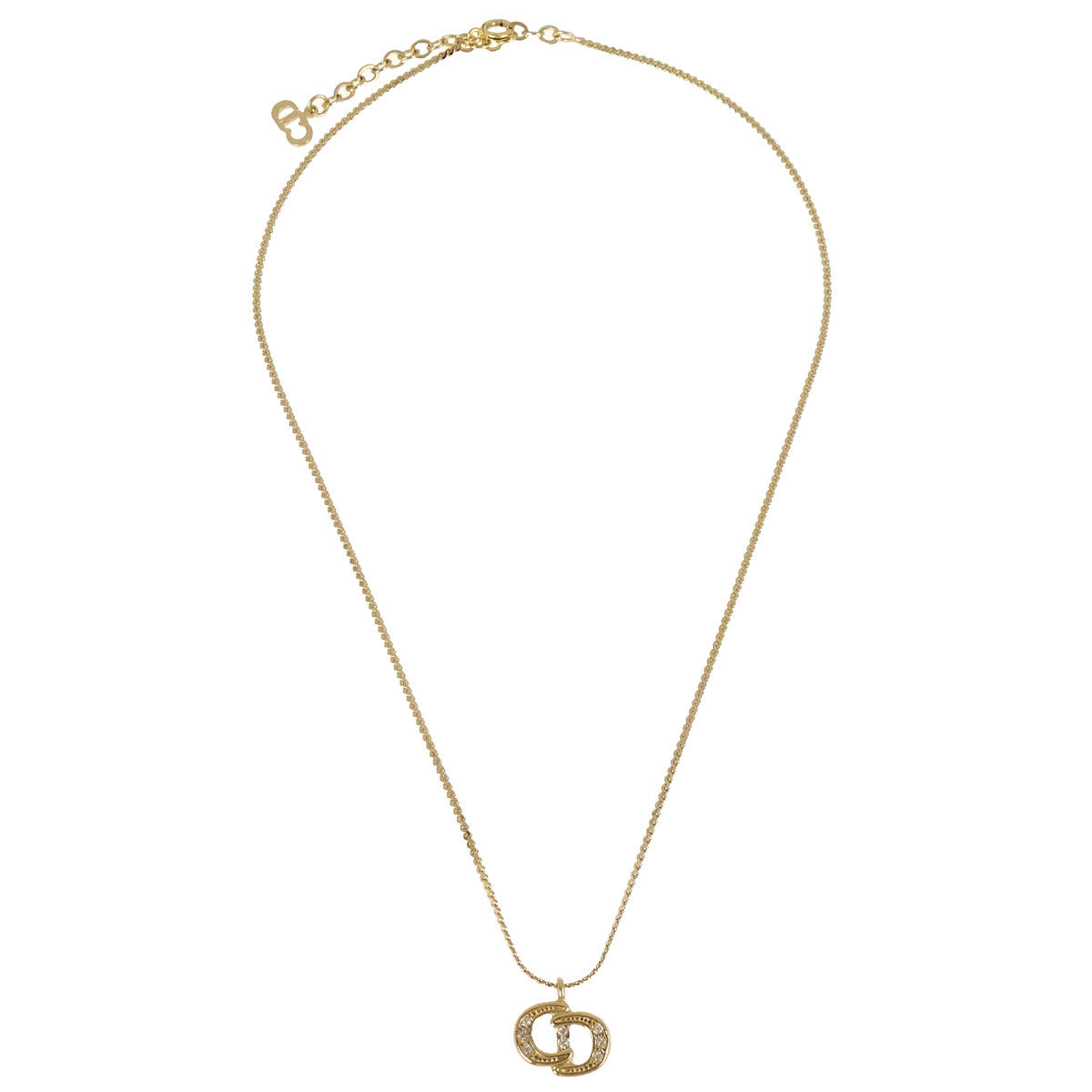 Christian Dior Necklace Pendant Gold Rhinestone