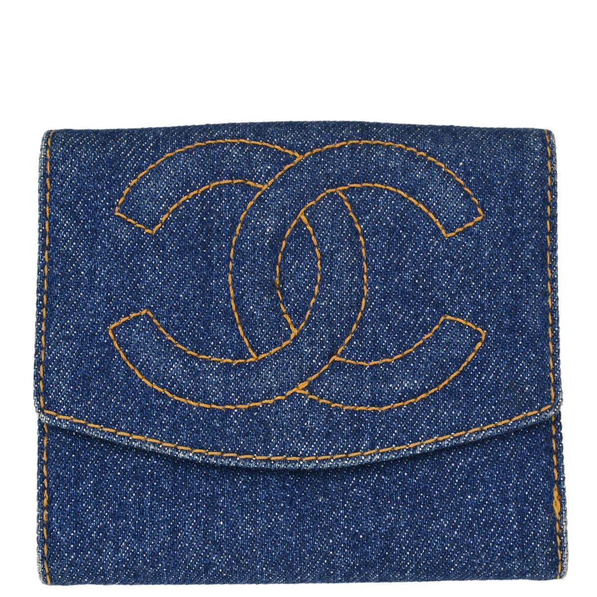 Chanel Indigo Denim Bifold Wallet Purse