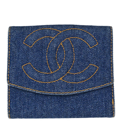 Chanel Indigo Denim Bifold Wallet Purse
