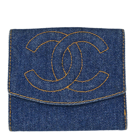 Chanel Indigo Denim Bifold Wallet Purse
