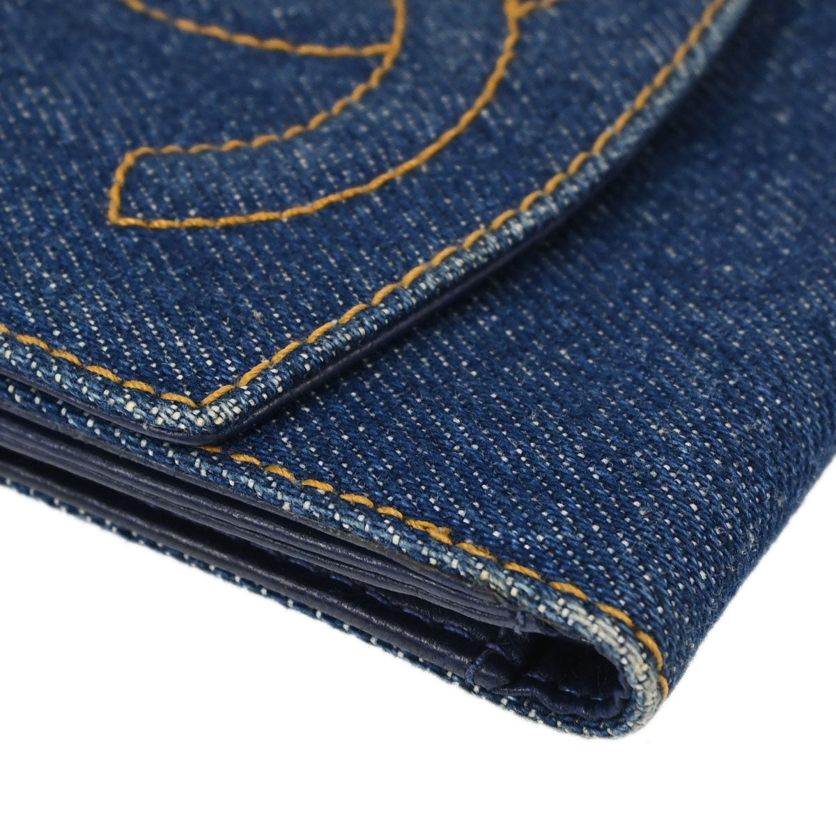 Chanel Indigo Denim Bifold Wallet Purse