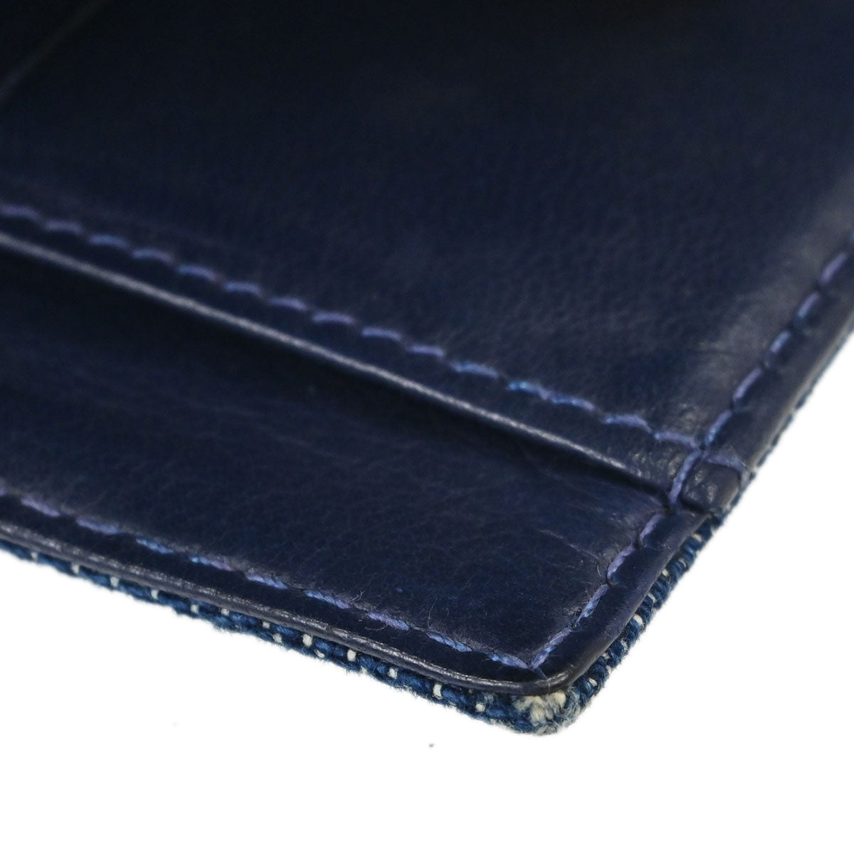 Chanel Indigo Denim Bifold Wallet Purse