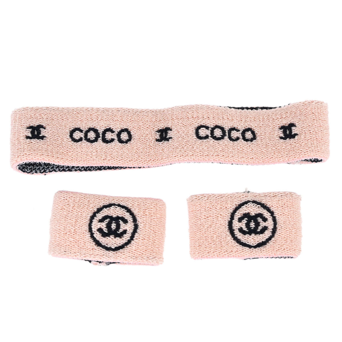 Chanel Light Pink Headband and Wristband Set Accessories