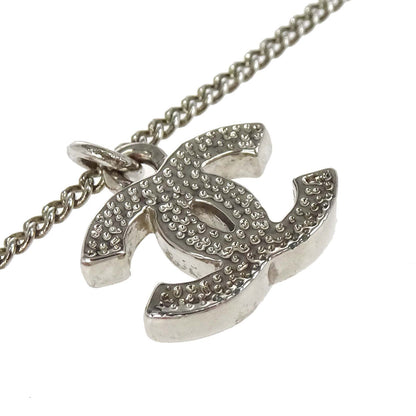Chanel CC Chain Necklace Pendant Silver Rhinestone C12V