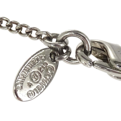 Chanel CC Chain Necklace Pendant Silver Rhinestone C12V