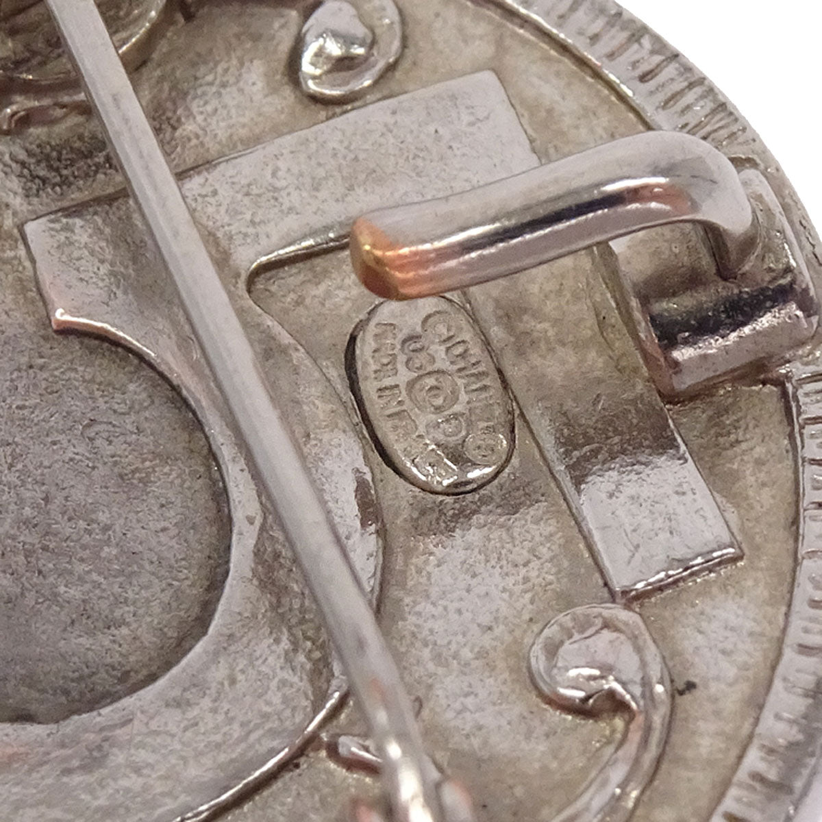 Chanel Coin Dangle CC Brooch Pin Silver 06P
