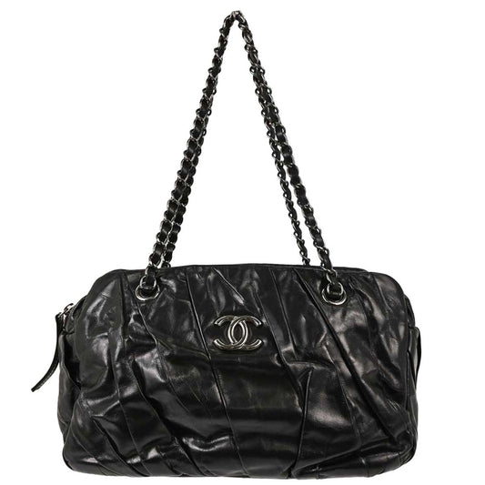 Chanel Black Calfskin Twisted Tote Handbag