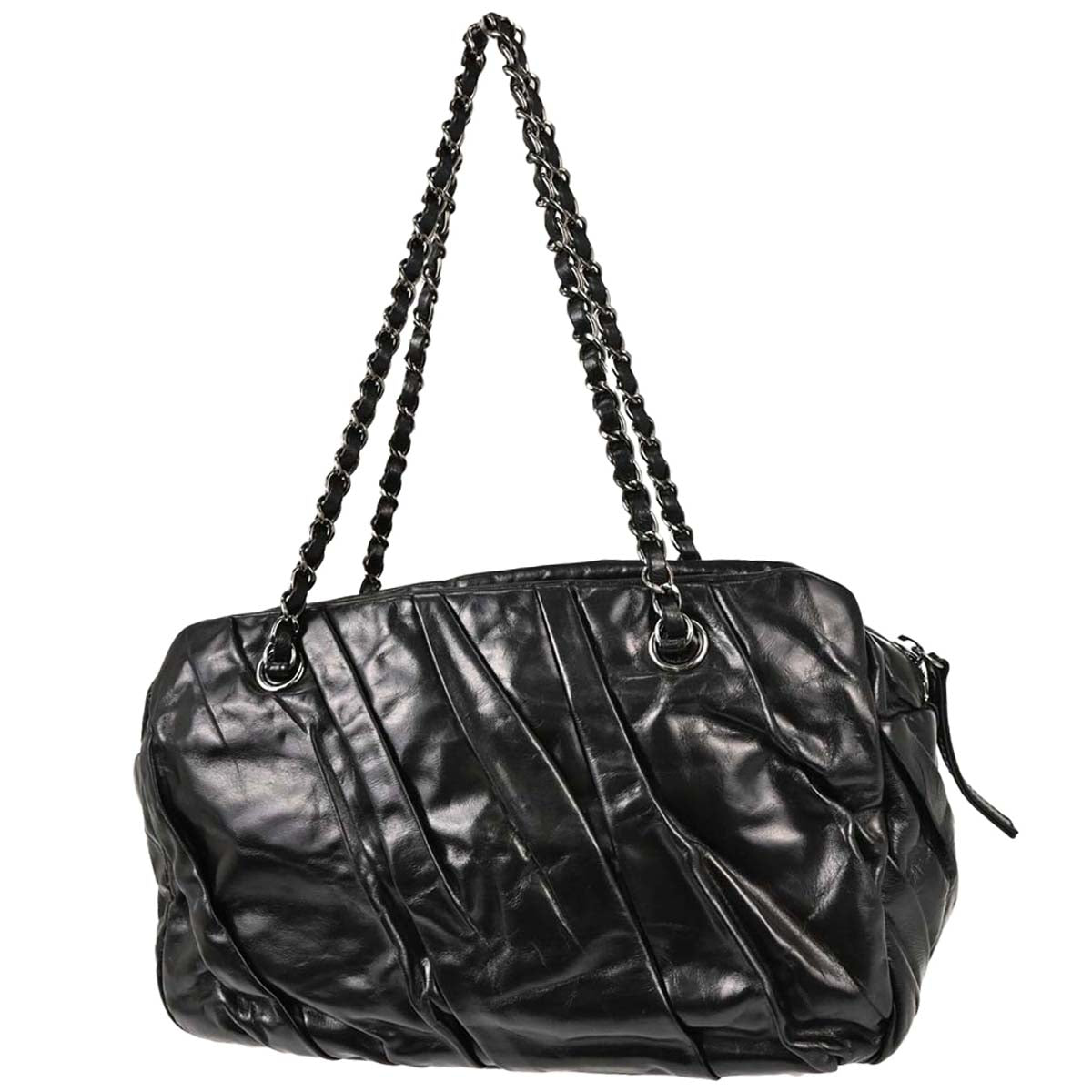 Chanel Black Calfskin Twisted Tote Handbag