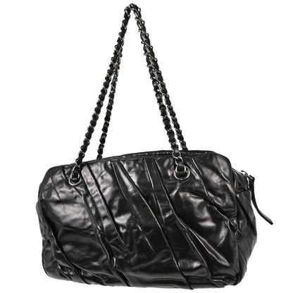 Chanel Black Calfskin Twisted Tote Handbag