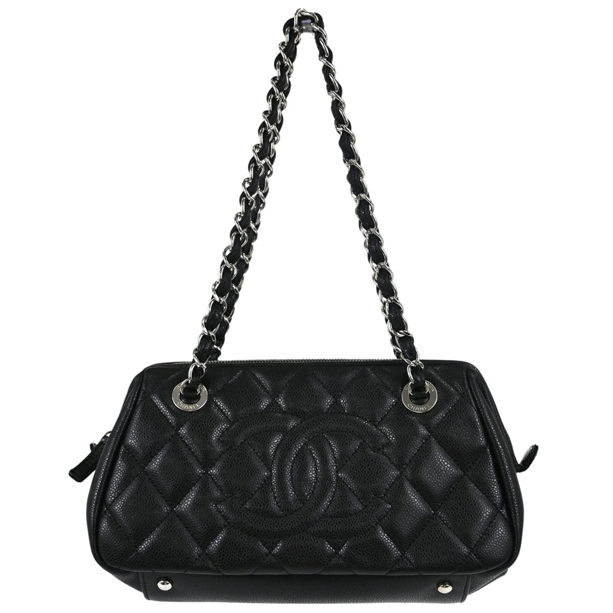 Chanel Black Caviar Skin Bowler Bag Handbag