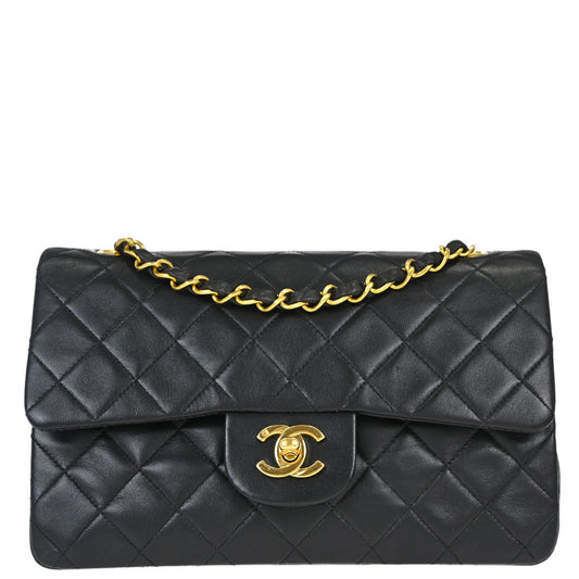Chanel 1994-1996 Black Lambskin Small Double Flap Shoulder Bag