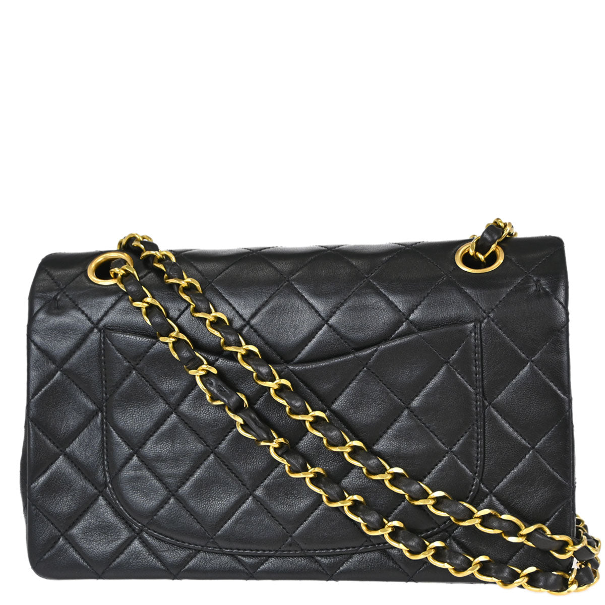 Chanel Black Lambskin Small Double Flap Shoulder Bag
