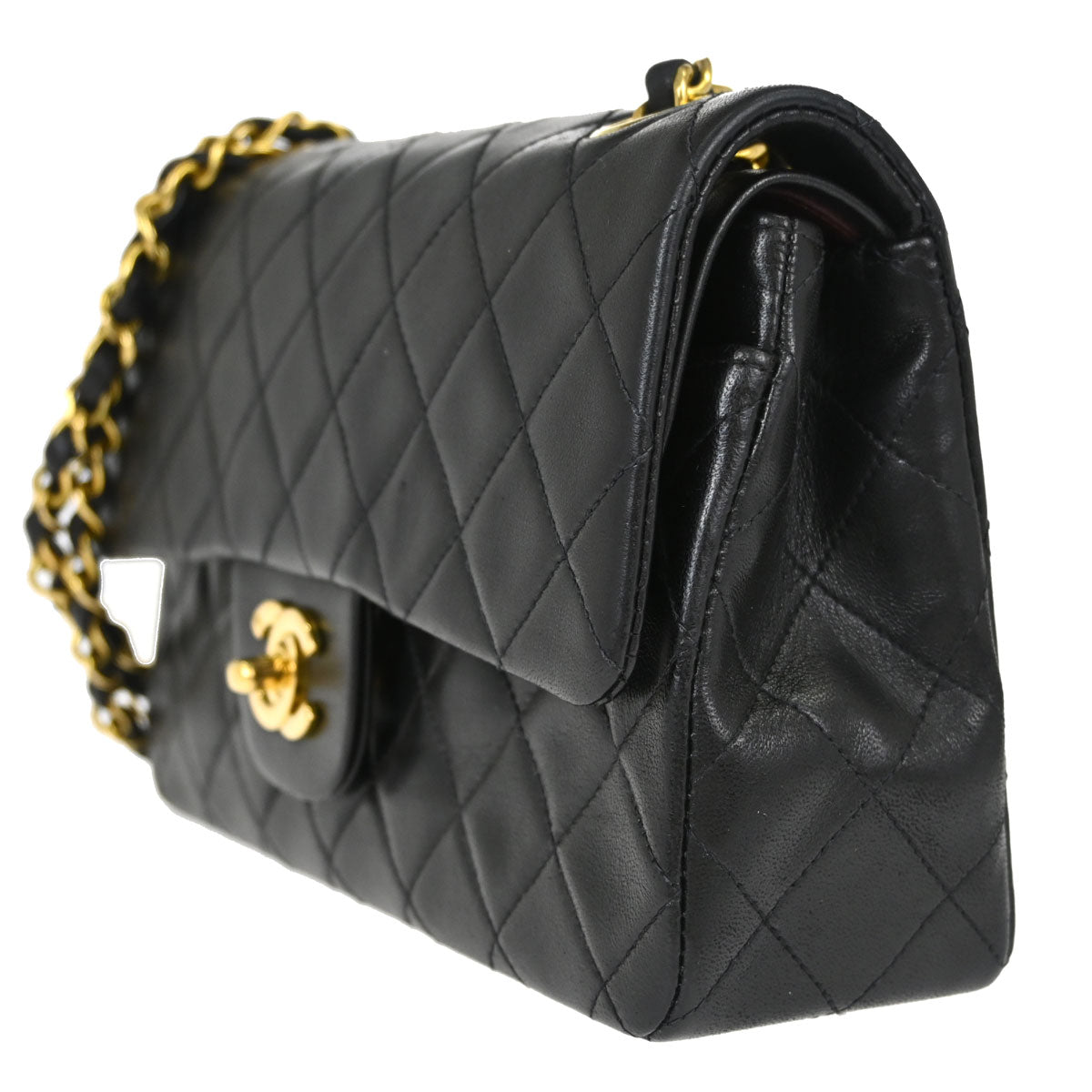 Chanel Black Lambskin Small Double Flap Shoulder Bag