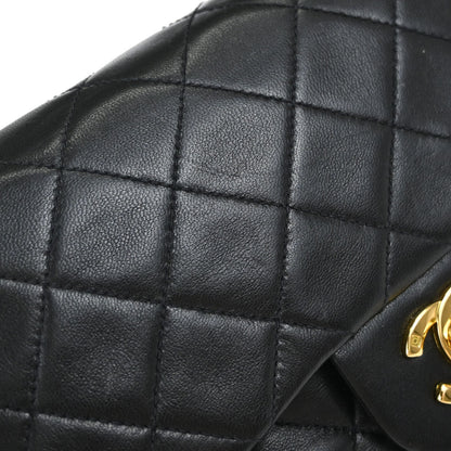 Chanel Black Lambskin Small Double Flap Shoulder Bag