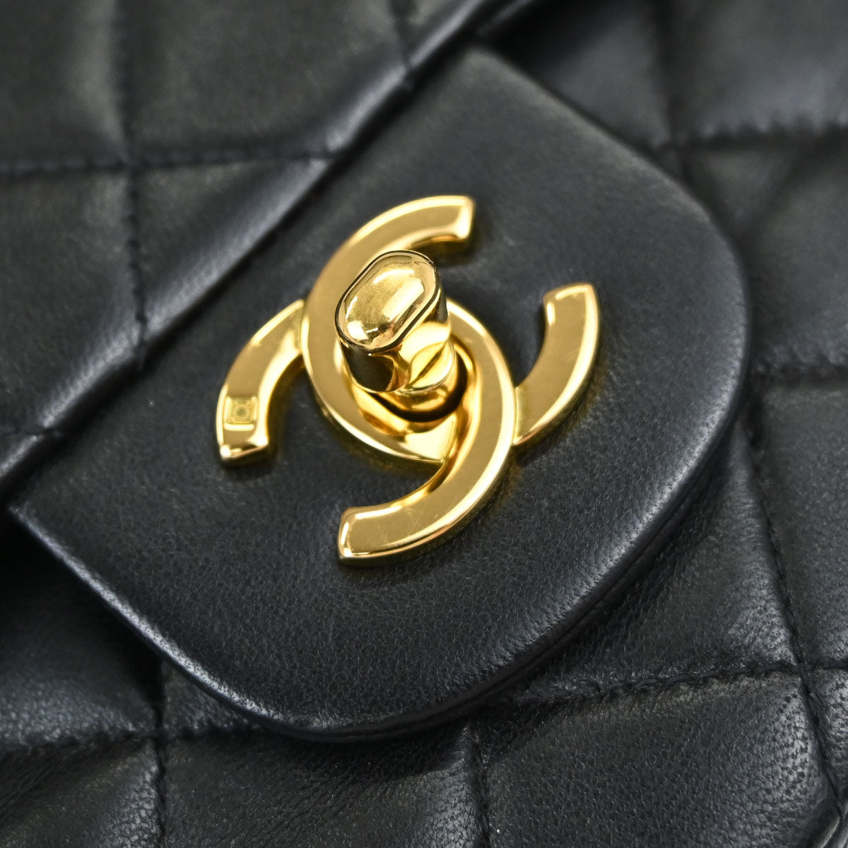 Chanel Black Lambskin Small Double Flap Shoulder Bag