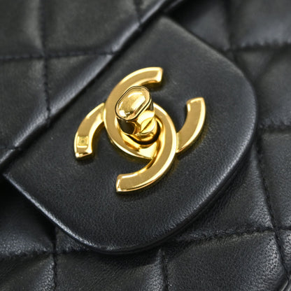Chanel Black Lambskin Small Double Flap Shoulder Bag
