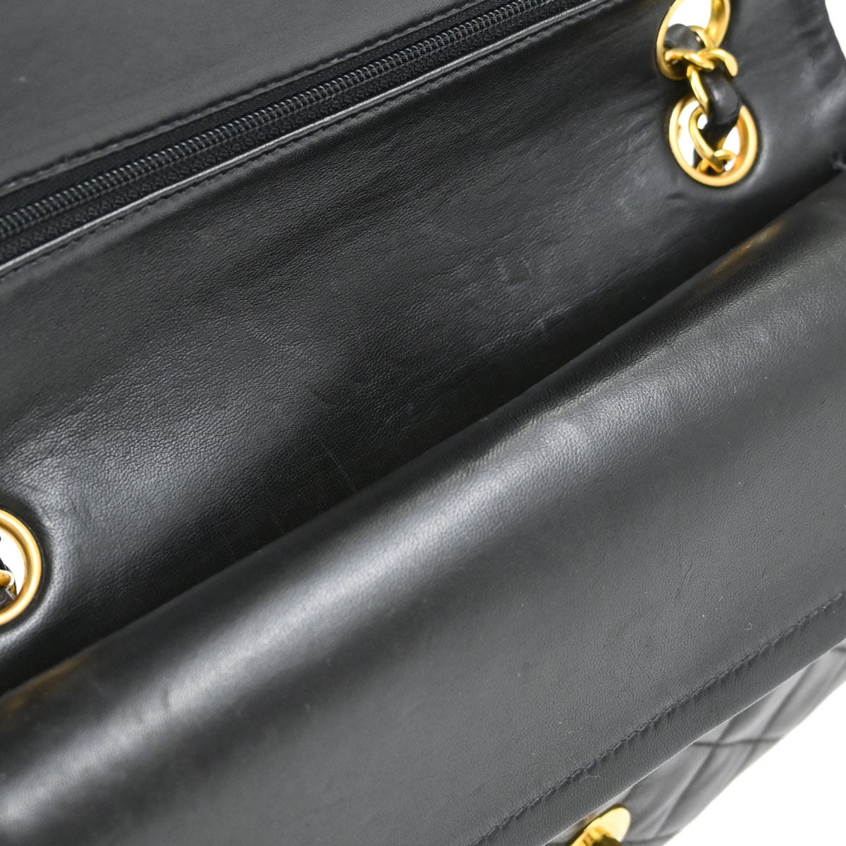 Chanel Black Lambskin Small Double Flap Shoulder Bag