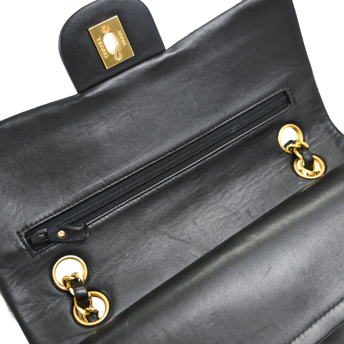 Chanel Black Lambskin Small Double Flap Shoulder Bag