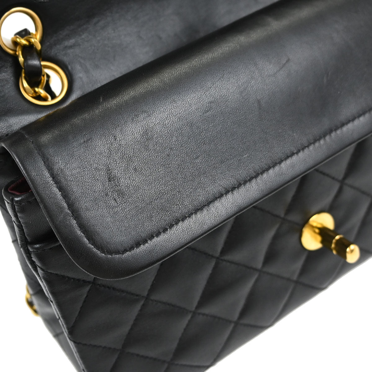 Chanel Black Lambskin Small Double Flap Shoulder Bag