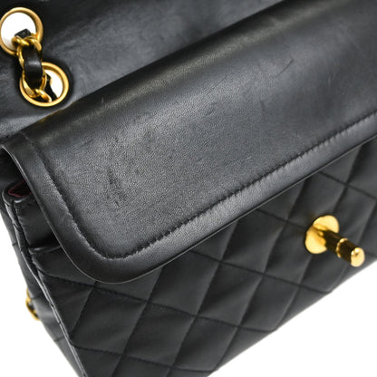 Chanel Black Lambskin Small Double Flap Shoulder Bag